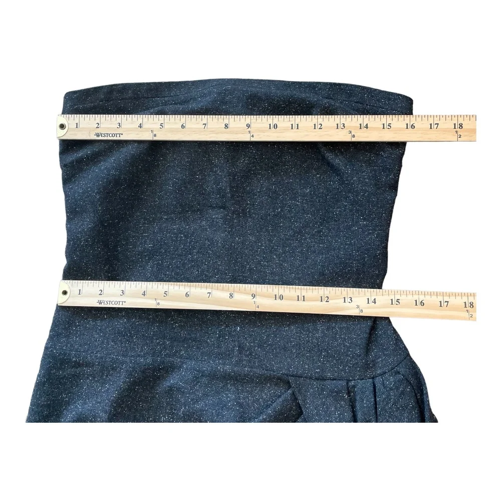 2b. Rych Womens Dress Tulip Sheath Black Tweed Wool Strapless Ruched Mini 10 - Picture 11 of 13